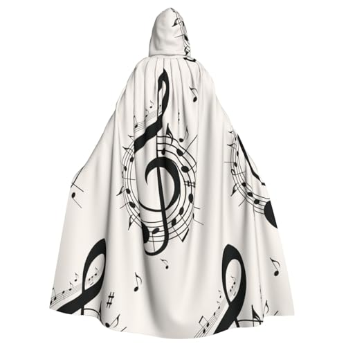 Kapuzenumhang mit Musik-Symbol-Druck, Unisex, Erwachsene, Halloween, Cosplay-Kostüm von Sylale