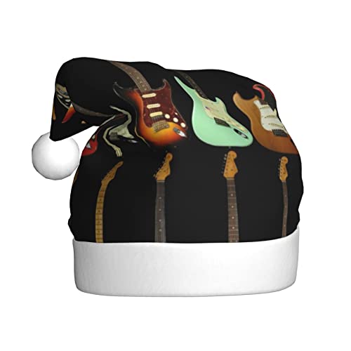 Kunst Gitarre Muster Gedruckt Weihnachtsmütze Santa Hut Für Erwachsene, Xmas Hut Für Neujahr Festliche Party Weihnachten Liefert von Sylale