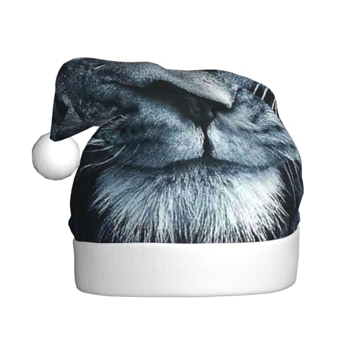 Löwe mit blauen Augen Gedruckt Weihnachtsmütze Santa Hut Für Erwachsene, Xmas Hut Für Neujahr Festliche Party Weihnachten Liefert von Sylale