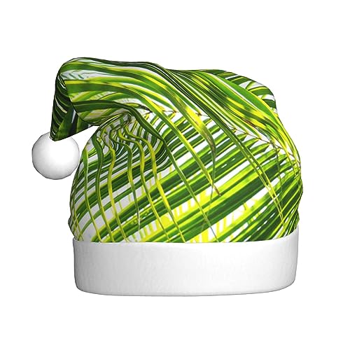Palm Leaves Green Shades Printed Christmas Hats Adult Xmas Hat For Christmas Gifts New Year Festive Holiday von Sylale