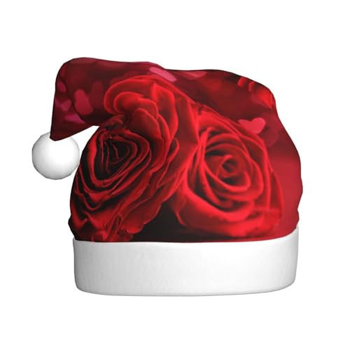 Rote Rose Gedruckt Weihnachtsmütze Santa Hut Für Erwachsene, Xmas Hut Für Neujahr Festliche Party Weihnachten Liefert von Sylale