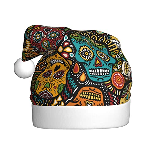 Sugar Skulls Print Printed Christmas Hat Santa Hat For Adults Xmas Hat For New Year Festive Party Christmas Supplies von Sylale