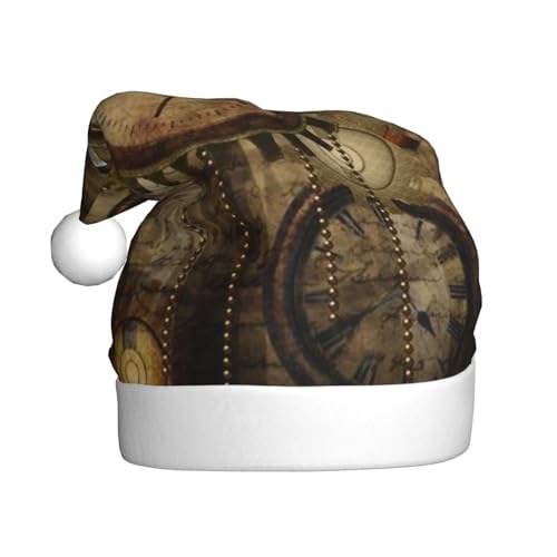 Sylale Clocks And Gears Printed Christmas Hats Adult Xmas Hat For Christmas Gifts New Year Festive Holiday von Sylale