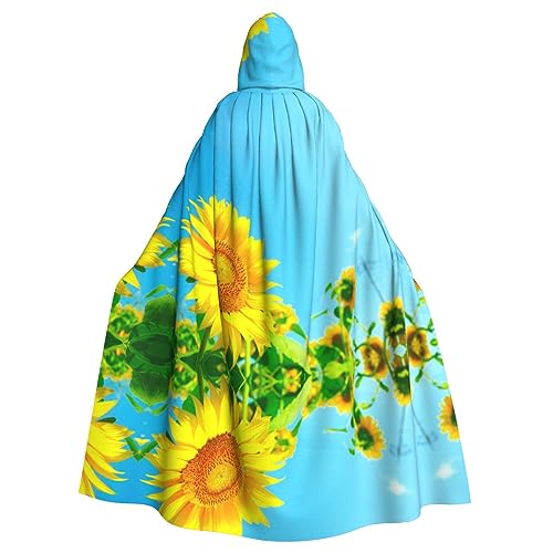 Sylale Kapuzenumhang mit Sonnenblumen auf blauem Himmel, Unisex, Erwachsene, Halloween, Cosplay-Kostüm von Sylale