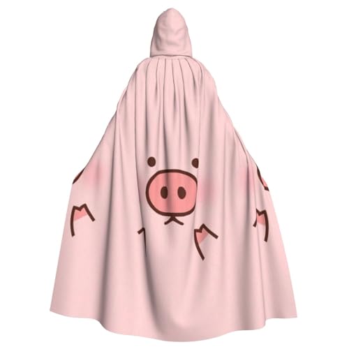 Sylale Kapuzenumhang mit süßem Schweine-Druck, Unisex, für Erwachsene, Halloween, Cosplay-Kostüm von Sylale