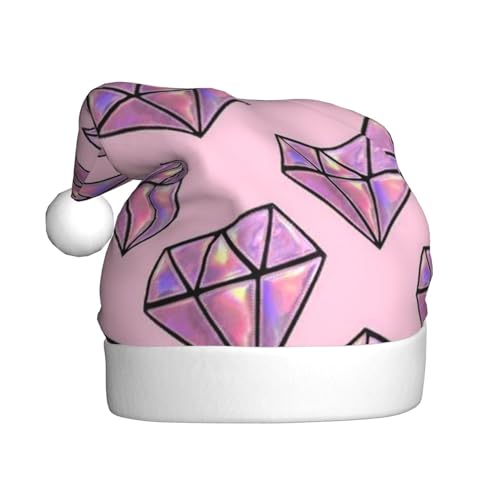 Sylale Rosa Diamant Muster Gedruckt Weihnachtsmützen Erwachsene Xmas Hut Für Weihnachtsgeschenke Neujahr Festliche Urlaub von Sylale