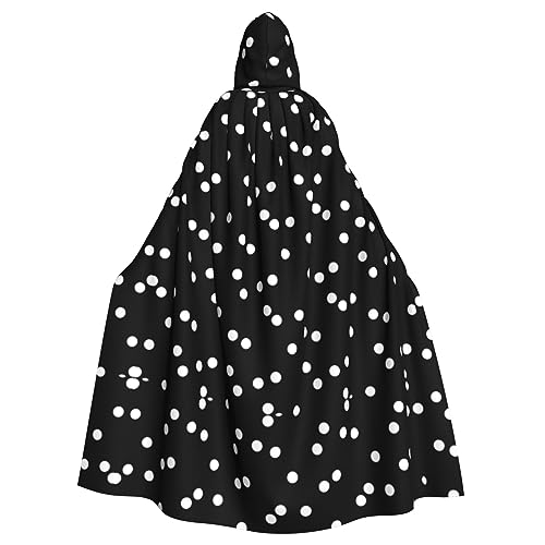 Sylale Schwarz-weißer Kapuzenumhang mit Punktemuster, Weihnachts-Kostüm, Unisex, Erwachsene, Halloween, Cosplay-Kostüm von Sylale