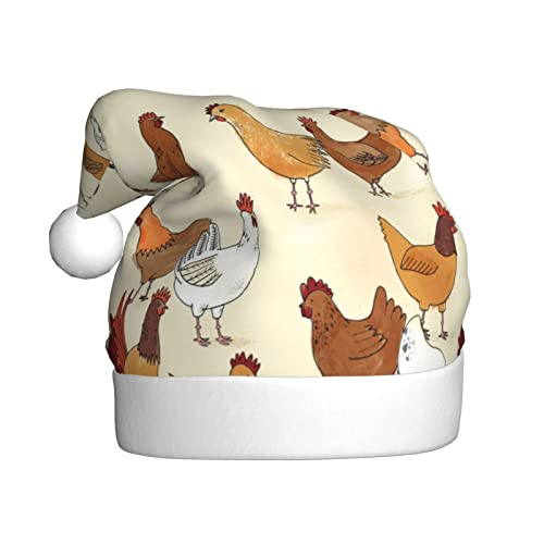 Sylale Weihnachtsmütze, Motiv: Eine Brut von Hühnern, bedruckt, für Erwachsene, Weihnachtsgeschenke, Neujahr, festliche Feiertage von Sylale