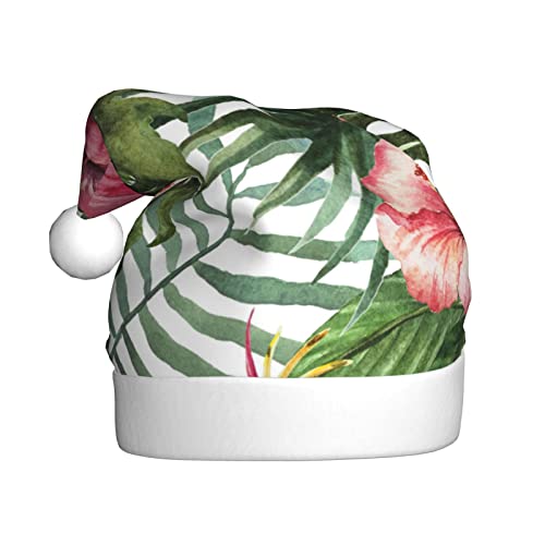 Tropische Blätter Gedruckt Weihnachtsmütze Santa Hut Für Erwachsene, Xmas Hut Für Neujahr Festliche Party Weihnachten Liefert von Sylale