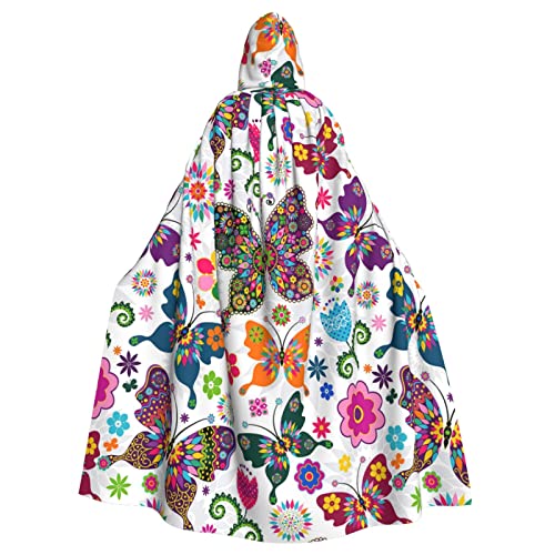 Unisex Kapuzenumhang mit Frühlingsblumen- und Schmetterlings-Motiv, für Weihnachten, Halloween, Cosplay-Kostüm für Erwachsene Unisex Kapuzenumhang mit Frühlingsblumen- und Schmetterlings-Motiv, für Weihnachten, Halloween, Cosplay-Kostüm für Erwachsene von Sylale
