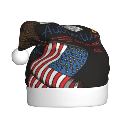Usa Patriotischer Adler mit amerikanischer Flagge Gedruckt Weihnachtsmütze Weihnachtsmütze Für Erwachsene, Weihnachtsmütze Für Neujahr Festliche Party Weihnachtsbedarf von Sylale