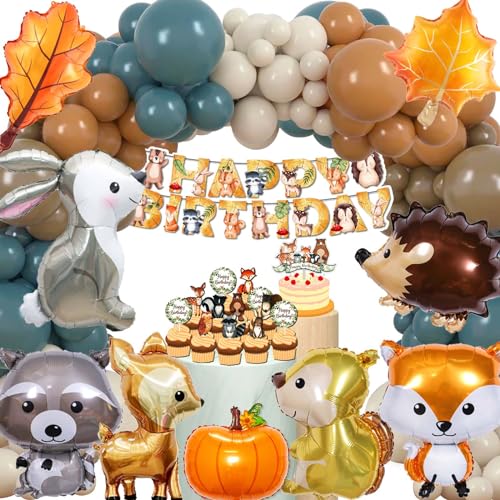 Waldtiere Geburtstag Deko, Ballonbogen Dschungel Geburtstag Dekoration, Folienballon Tiere Wald Deko Junge Mädchen, Safari Geburtstagsdeko (Waldtiere Geburtstag Deko) von Sylphlikeoniric