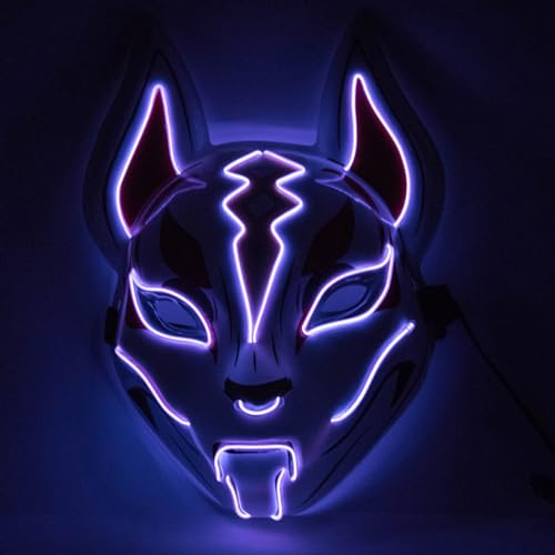 Sylphstream Fuchs Maske LED Glow Maske fluoreszierende Atmosphäre Requisiten Halloween Geist Festival Horror Maske Urlaub Karneval Requisiten von Sylphstream