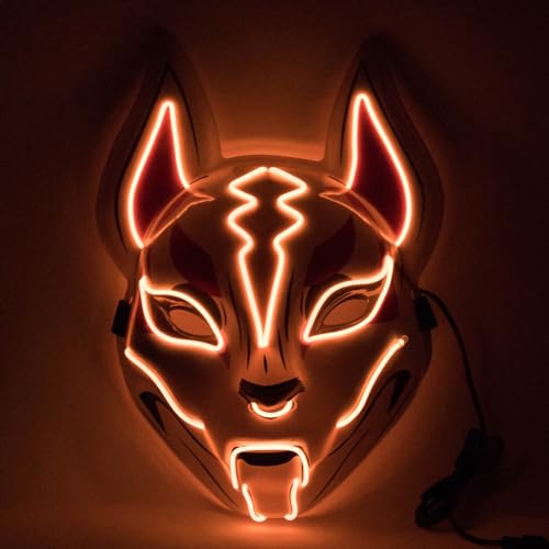 Sylphstream Fuchs Maske LED Glow Maske fluoreszierende Atmosphäre Requisiten Halloween Geist Festival Horror Maske Urlaub Karneval Requisiten von Sylphstream