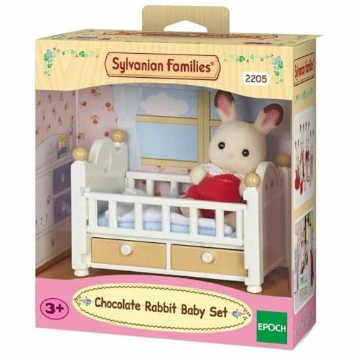 Sylvanian Families 5017 Schokoladenhasen Baby mit Babybett - Puppenhaus Spielset Mehrfarbig von Sylvanian Families