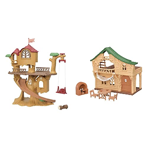 Sylvanian Families 5494 Abenteuer Baumhaus - Puppenhaus Spielset & 5451 Haus am See - Puppenhaus Spielset von Sylvanian Families