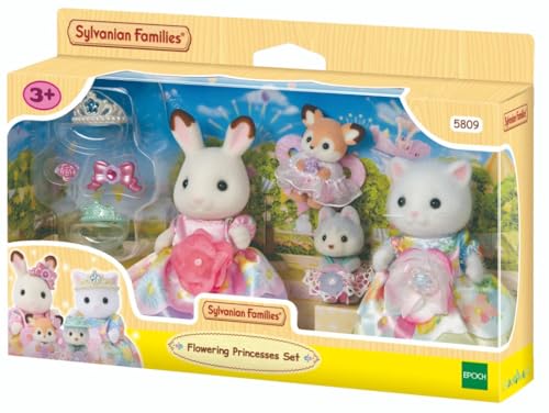 Sylvanian Families 5809 Blumenprinzessinnen Figurenset, Spielset mit Tierfiguren, Schokoladenhase, Perserkatze, Spielzeug für Kinder ab 3 Jahren von EPOCH