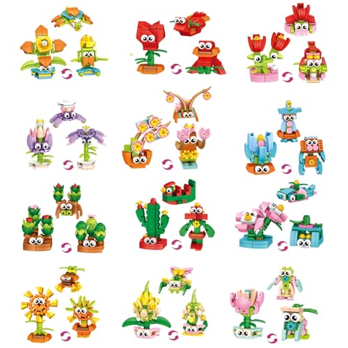 36 Packungen Partygeschenke zum Valentinstag Bausteine, Mini-Blumensträuße Klemmbausteine Set, DIY 3-in-1 Form ändernde STEM-Spielzeuge, Klassenzimmer-Austauschgeschenke für Mädchen, Kinder, Frauen von SymGrpu
