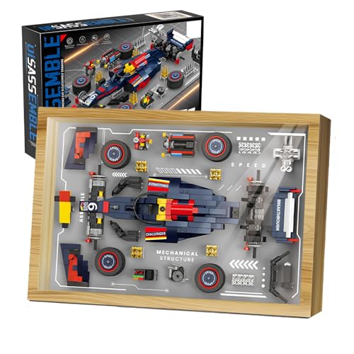 3D Wandkunst F1 Auto Bausteine Bausatz, Rennwagen Demontage Zeichnung Klemmbausteine Spielzeug für Tisch Display Wanddekoration, Idee Geschenk für Autoliebhaber Kinder Erwachsene Jungen (758 Teile) von SymGrpu