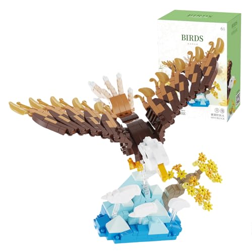 Adler Mini Bausteine Bausatz (662 Teile), Vogel-Mikro-Klemmbausteine Modell mit Klippen Basis, STEM Pädagogisches Tierspielzeug, Kreatives Geschenk für Kinder & Erwachsene, Tischdekoration Display von SymGrpu