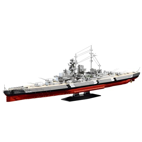Bismarck-Schlachtschiff-Baustein, 2686PCS Große MOC Militär WW2 Schlachtschiff Ziegel Klemmbausteine Modell, Sammlerstück Display Kriegsschiff Boot Spielzeugset für Erwachsene, Teenager, Jungen ab 14 von SymGrpu