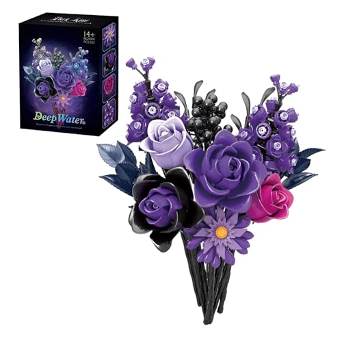 Blumen Blumenstrauß Bausteine Bausatz, Lila Rosen Botanical Collection Klemmbausteine Kit für Sie Erwachsene Frauen, Künstliche Blumen für Gothic Home Decor, Geschenk für Muttertag & Valentinstag(8) Blumen Blumenstrauß Bausteine Bausatz, Lila Rosen Botanical Collection Klemmbausteine Kit für Sie Erwachsene Frauen, Künstliche Blumen für Gothic Home Decor, Geschenk für Muttertag & Valentinstag(8) von SymGrpu