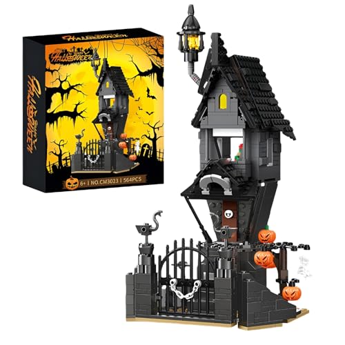Haunted Mansion Bausteine (564 Teile), Halloween Horror Schloss Ziegelsteine Modell Spielzeug mit Kürbissen, Spooky DIY Architektur Baukasten, Home Decor Geschenk für Erwachsene & Kinder Alter 6 von SymGrpu