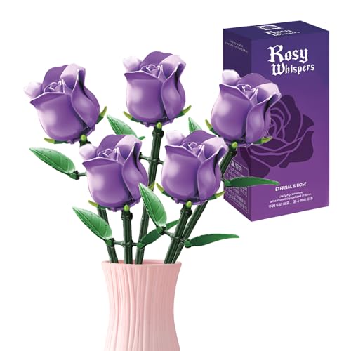 Lila Rosen Blumen Blumenstrauß Baukasten, DIY 290 Stück Blume Botanical Collection Klemmbausteine Spielzeug, Articifial Blumen für Home Office Decor, Geschenk für Sie Frauen Mädchen Lila Rosen Blumen Blumenstrauß Baukasten, DIY 290 Stück Blume Botanical Collection Klemmbausteine Spielzeug, Articifial Blumen für Home Office Decor, Geschenk für Sie Frauen Mädchen von SymGrpu