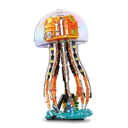 Mechanischer Quallen Bausteine Bausatz (726 Teile), STEM-Spielzeug aus der Meerestier-Kollektion, Meeresbewohner-Klemmbausteine Modell Dekoration für Zuhause und Büro, Geschenk für Kinder ab 6 Jahren von SymGrpu