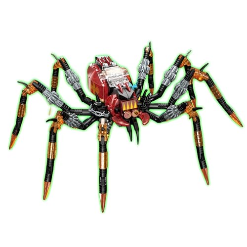 Mechanischer Spinnen Bausteine Bausatz, 297 Stück Leuchtende Insekten-Klemmbausteine STEM-Spielzeug, Kreative Sammlung von Tieren Modell zum Ausstellen, Geschenkideen für Adutls Kinder ab 6 Jahren von SymGrpu