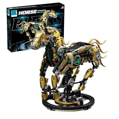 Mechanisches Pferd Bausteine Bausatz, Ideen Maschinen Tiere Sammlung Klemmbausteine, Pferd Display Modell für zu Hause, Kreatives Geschenk Bauspielzeug für Erwachsene Jungen Mädchen (1055 PCS) von SymGrpu