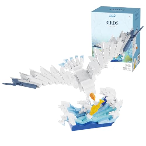 Möwe Mini Bausteine Bausatz (646 Teile), Vogel-Mikro-Klemmbausteine Modell mit Meereswelle Basis, STEM Pädagogisches Tierspielzeug, Kreatives Geschenk für Kinder & Erwachsene, Tischdekoration Display von SymGrpu