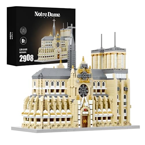 Notre Dame Kathedrale Mini-Bausteine Bausatz(2908 Teile), Berühmte Wahrzeichen Architektur Micro Klemmbausteine Modell für Display, Kirche Bau STEM Lernspielzeug, Idee Geschenk für Kinder Erwachsene von SymGrpu