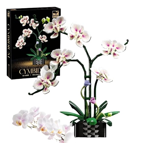 Orchideen Bonsai Bausteine Bausatz, 736 Stück Blumen Blumenstrauß Klemmbausteine, Botanical Collection Künstliche Pflanzen für Heimdekoration, Geschenkidee für Muttertag, Jahrestag, Geburtstag von SymGrpu