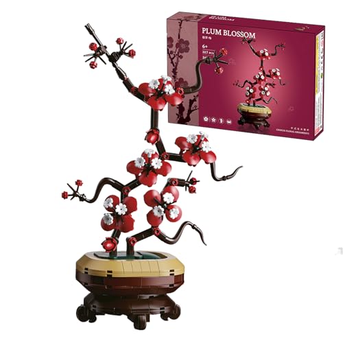 Pflaumenblüten Bausteine Bausatz, 317 Stück Blumen Bonsai Klemmbausteine für Erwachsene, Künstliche Blumen für Tisch Tafelaufsätze Heimdekoration, Geburtstagsgeschenk für Kinder im Alter von 6+ von SymGrpu