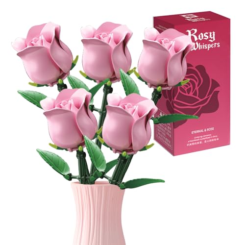 Rosa Rosen Blumen Blumenstrauß Baukasten, DIY 290 Stück Blume Botanical Collection Klemmbausteine Spielzeug, Articifial Blumen für Home Office Decor, Geschenk für Sie Frauen Mädchen Rosa Rosen Blumen Blumenstrauß Baukasten, DIY 290 Stück Blume Botanical Collection Klemmbausteine Spielzeug, Articifial Blumen für Home Office Decor, Geschenk für Sie Frauen Mädchen von SymGrpu