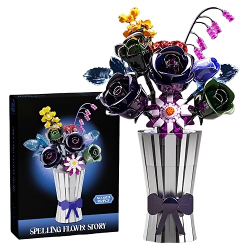 Rosenstrauß-Bausteine Bausatz für Erwachsene, Blumen Botanische Kollektion Klemmbausteine Spielzeug, Künstliche Blumen für Home Office Decor, Geschenk für Sie Frauen Erwachsene (982 PCS) von SymGrpu
