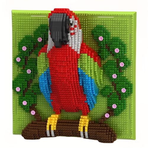 SymGrpu 3D Wand Kunst Papagei Tier Micro Mini Bausteine Bausatz für Erwachsene, Home Wall Decor Tisch Display, Kreative Geburtstagsgeschenk Klemmbausteine Spielzeug für Kinder Teens (2008 Teile) von SymGrpu