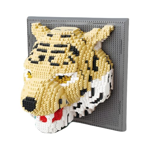 SymGrpu 3D Wand Kunst Tiger Tier Micro Mini Bausteine Bausatz für Erwachsene, Home Wanddekoration Tisch Display, Kreative Geburtstagsgeschenk Klemmbausteine Spielzeug für Kinder Teens (2313 Teile) von SymGrpu