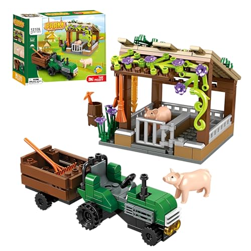 SymGrpu Bauernhof Bausteine Bausatz, 190 PCS Schweinestall Klemmbausteine mit Traktor Schweine, Bauernhof Set Spielzeug, BAU Weihnachten Geburtstagsgeschenke für Erwachsene Kinder Mädchen Jungen SymGrpu Bauernhof Bausteine Bausatz, 190 PCS Schweinestall Klemmbausteine mit Traktor Schweine, Bauernhof Set Spielzeug, BAU Weihnachten Geburtstagsgeschenke für Erwachsene Kinder Mädchen Jungen von SymGrpu