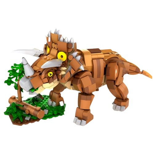 SymGrpu Dinosaurier Bausteine Bausatz, Triceratops Klemmbausteine Modell für Anzeige, STEM Lernspielzeug für Kinder, Geschenk für Jungen Mädchen im Alter von 6+ (729 Stück) von SymGrpu
