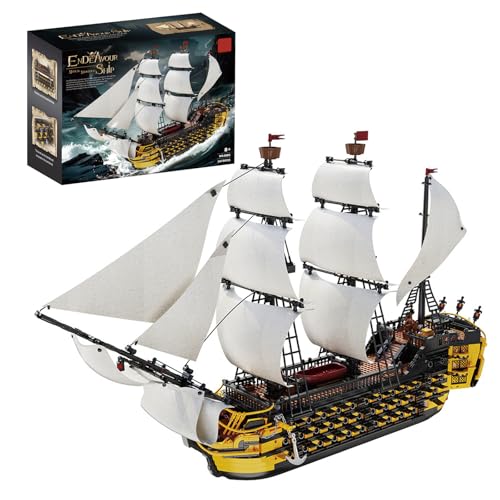SymGrpu Endeavor Schlachtschiff Bausteine Bausatz (2475 Teile), Großes Piratenschiff Klemmbausteine, Segelschiff Modell Spielzeug, STEM Naval Geschenk für Erwachsene Kinder ab 8 Jahren von SymGrpu