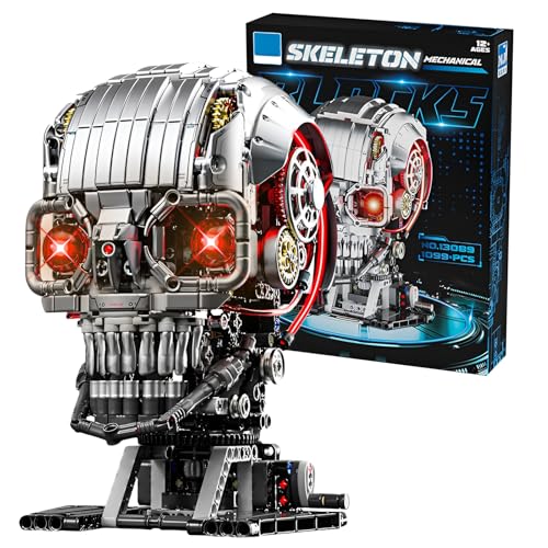 SymGrpu Mechanischer Schädel Bausteine Bausatz, 1099 Teile 3D Skelett Kopf Klemmbausteine Modell mit Zähnen, STEM Spielzeug für Kinder & Erwachsene, Perfekt für Horror Fans & Gothic Zimmer Dekoration SymGrpu Mechanischer Schädel Bausteine Bausatz, 1099 Teile 3D Skelett Kopf Klemmbausteine Modell mit Zähnen, STEM Spielzeug für Kinder & Erwachsene, Perfekt für Horror Fans & Gothic Zimmer Dekoration von SymGrpu