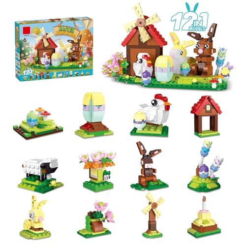 SymGrpu Ostern Hase Manor Bausteine Bausatz, 12 IN 1 Kaninchen Display Klemmbausteine Spielzeug mit Osterei, Ostergeschenk für Kinder, Jugendliche und Erwachsene, niedlich Partygeschenke(633 Stücke) SymGrpu Ostern Hase Manor Bausteine Bausatz, 12 IN 1 Kaninchen Display Klemmbausteine Spielzeug mit Osterei, Ostergeschenk für Kinder, Jugendliche und Erwachsene, niedlich Partygeschenke(633 Stücke) von SymGrpu