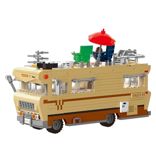 SymGrpu RV Bausteine Bausatz (1288 Teile), Doppeldecker-Campingwagen Klemmbausteine mit ausfahrbarem Dach, Film-Sammelobjekt Modell, STEM Lernspielzeug Geschenk für Kinder & Erwachsene ab 8 Jahren von SymGrpu
