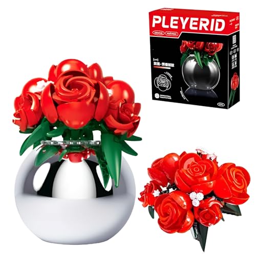 SymGrpu Rosen Klemmbausteine für Erwachsene, Blumenstrauß Bausteine Bausatz mit Vase, Art Botanical Collection, Künstliche Sonnenblume für Zuhause Büro Dekoration, Geschenk für Mädchen Frauen Sie von SymGrpu