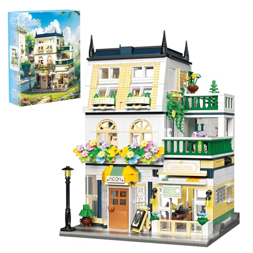 SymGrpu Stadt Garten Hotel Bausteine Bausatz, 998 PCS Mini-Bausteine Modularer Aufbau Gebäudemodell-Sets, Straßenansicht Architektur Klemmbausteine für Erwachsene Kinder von SymGrpu