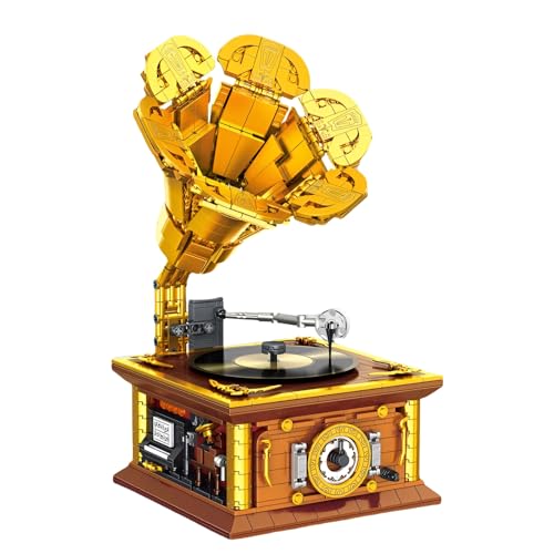 Vintage-Grammophon Bausteine , 1112 Stück Mechanismus Grammophon Klemmbausteine Spielzeug, Retro-Musikspieler Sammlermodell für Home Office Dekor, Geschenkideen für Erwachsene Kinder im Alter von 6+ Vintage-Grammophon Bausteine , 1112 Stück Mechanismus Grammophon Klemmbausteine Spielzeug, Retro-Musikspieler Sammlermodell für Home Office Dekor, Geschenkideen für Erwachsene Kinder im Alter von 6+ von SymGrpu