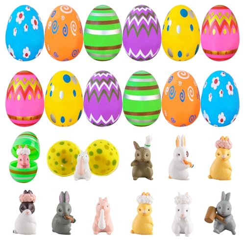 SymPleCr 12 Stück Gefüllte Ostereier mit 12 Häschen,Osterhase Plastikeier zum Befüllen,Kleine Ostergeschenke für Kinder,Befüllbare Ostereier,Ostern Kinder Spielzeug Geschenke,Ostereier zum Befüllen SymPleCr 12 Stück Gefüllte Ostereier mit 12 Häschen,Osterhase Plastikeier zum Befüllen,Kleine Ostergeschenke für Kinder,Befüllbare Ostereier,Ostern Kinder Spielzeug Geschenke,Ostereier zum Befüllen von SymPleCr