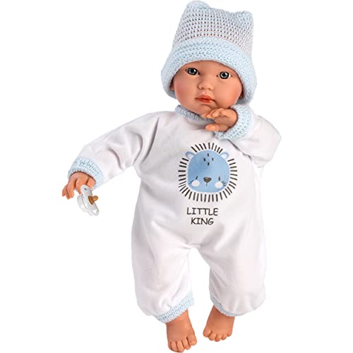 Llorens 1030009 Puppe Cuquito mit blauen Augen, Babypuppe mit weichem Körper, Puppenjunge inkl. Stampler und Mütze, 30 cm von Llorens